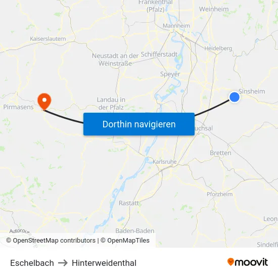 Eschelbach to Hinterweidenthal map