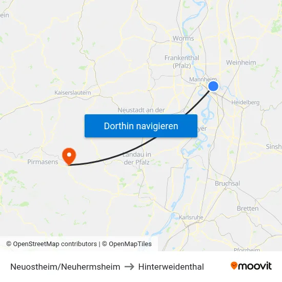 Neuostheim/Neuhermsheim to Hinterweidenthal map
