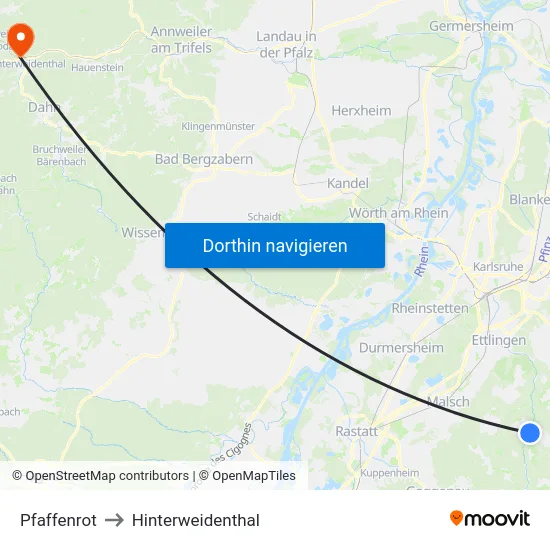 Pfaffenrot to Hinterweidenthal map