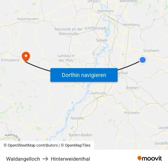 Waldangelloch to Hinterweidenthal map