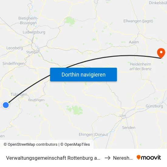 Verwaltungsgemeinschaft Rottenburg am Neckar to Neresheim map