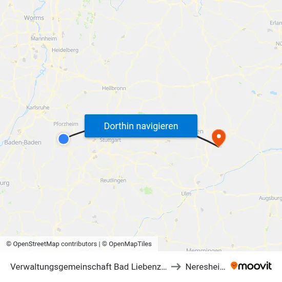 Verwaltungsgemeinschaft Bad Liebenzell to Neresheim map