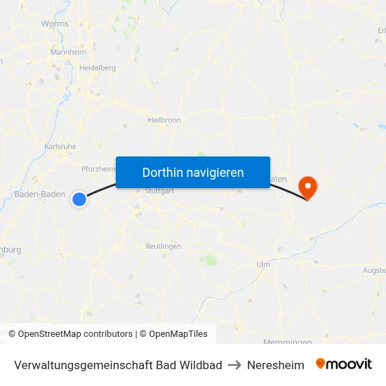 Verwaltungsgemeinschaft Bad Wildbad to Neresheim map