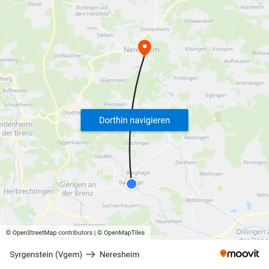 Syrgenstein (Vgem) to Neresheim map