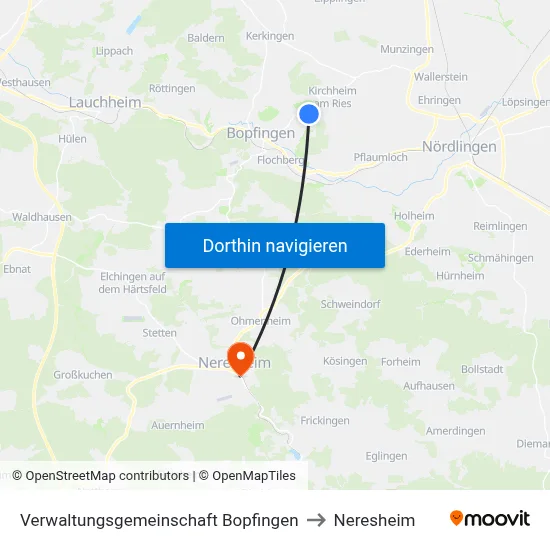 Verwaltungsgemeinschaft Bopfingen to Neresheim map