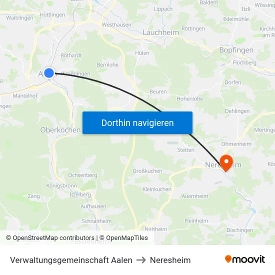 Verwaltungsgemeinschaft Aalen to Neresheim map