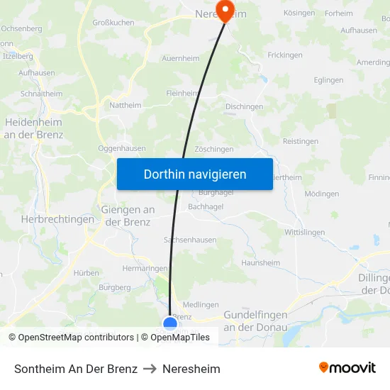 Sontheim An Der Brenz to Neresheim map