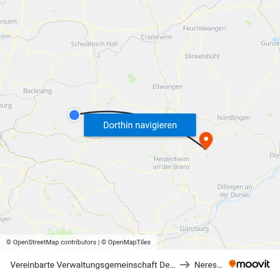 Vereinbarte Verwaltungsgemeinschaft Der Stadt Welzheim to Neresheim map