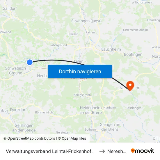 Verwaltungsverband Leintal-Frickenhofer Höhe to Neresheim map