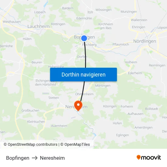 Bopfingen to Neresheim map