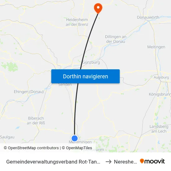 Gemeindeverwaltungsverband Rot-Tannheim to Neresheim map