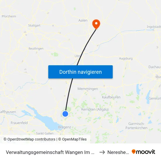 Verwaltungsgemeinschaft Wangen Im Allgäu to Neresheim map