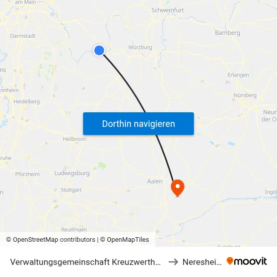 Verwaltungsgemeinschaft Kreuzwertheim to Neresheim map
