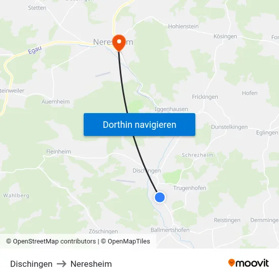 Dischingen to Neresheim map