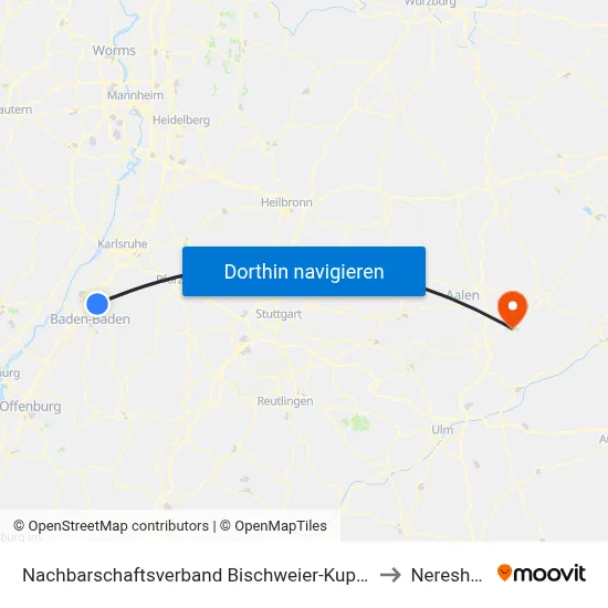 Nachbarschaftsverband Bischweier-Kuppenheim to Neresheim map