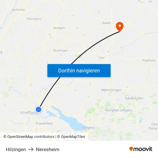 Hilzingen to Neresheim map