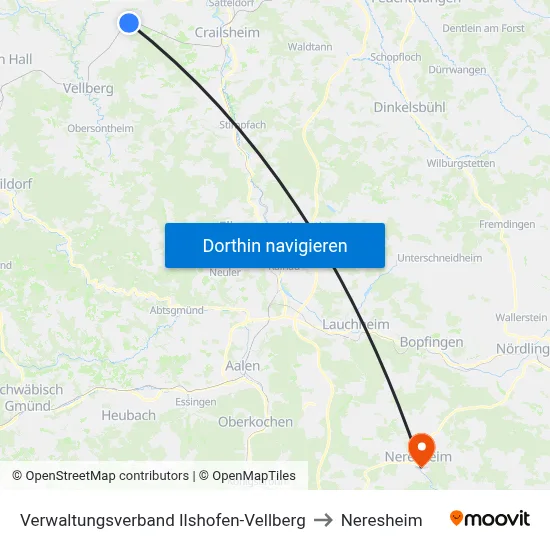 Verwaltungsverband Ilshofen-Vellberg to Neresheim map