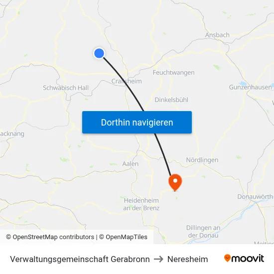 Verwaltungsgemeinschaft Gerabronn to Neresheim map