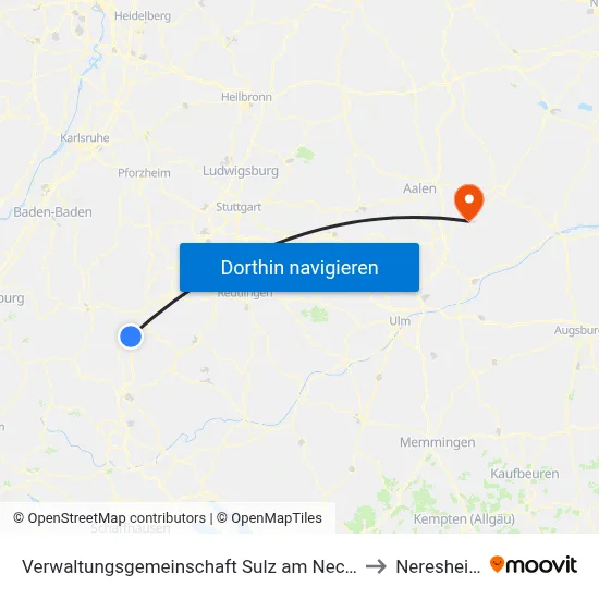 Verwaltungsgemeinschaft Sulz am Neckar to Neresheim map