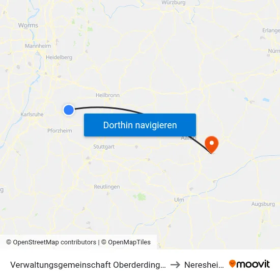Verwaltungsgemeinschaft Oberderdingen to Neresheim map