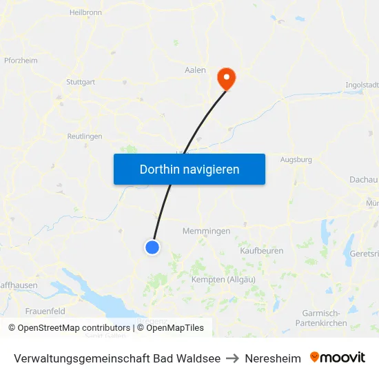 Verwaltungsgemeinschaft Bad Waldsee to Neresheim map
