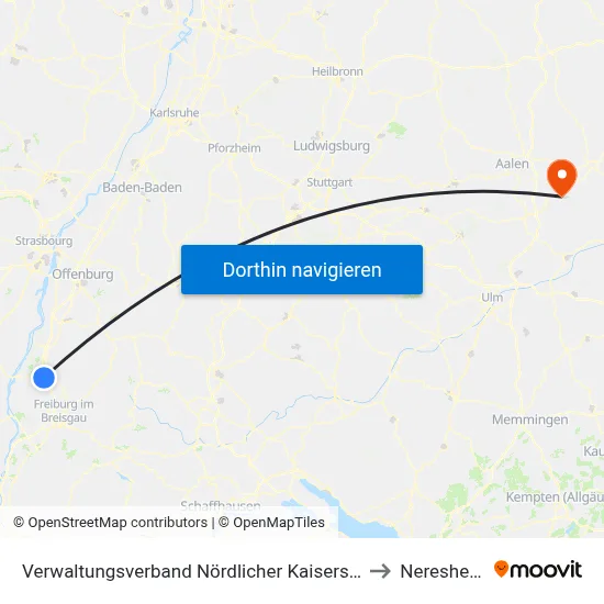 Verwaltungsverband Nördlicher Kaiserstuhl to Neresheim map