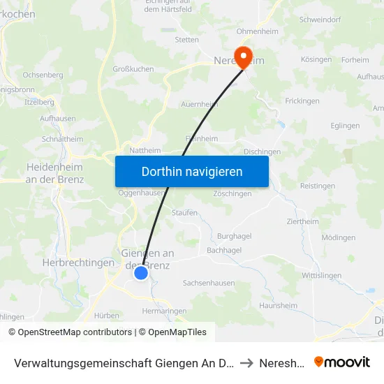 Verwaltungsgemeinschaft Giengen An Der Brenz to Neresheim map