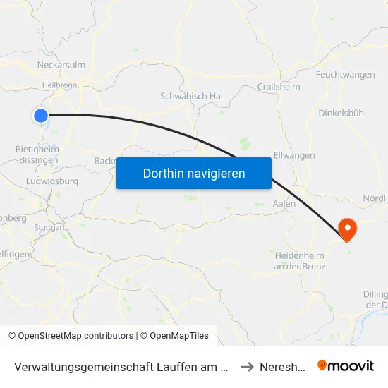 Verwaltungsgemeinschaft Lauffen am Neckar to Neresheim map