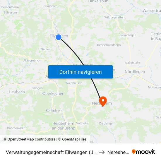 Verwaltungsgemeinschaft Ellwangen (Jagst) to Neresheim map