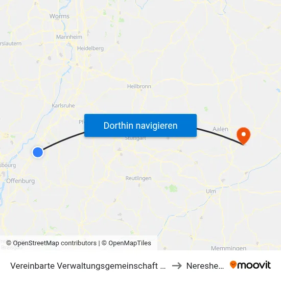 Vereinbarte Verwaltungsgemeinschaft Bühl to Neresheim map
