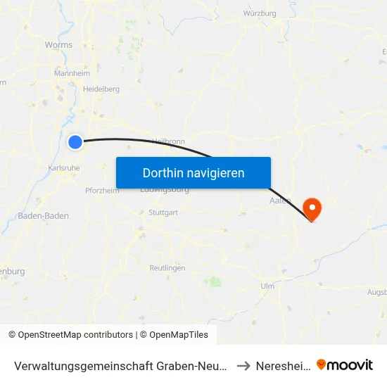 Verwaltungsgemeinschaft Graben-Neudorf to Neresheim map