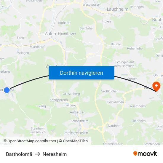 Bartholomä to Neresheim map