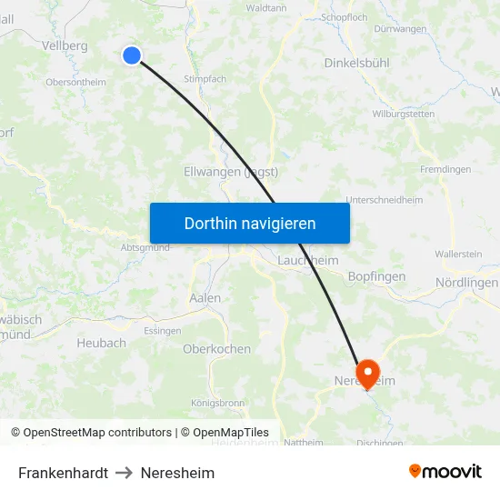 Frankenhardt to Neresheim map