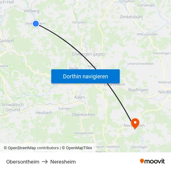 Obersontheim to Neresheim map
