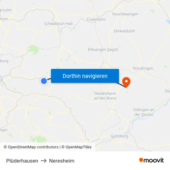 Plüderhausen to Neresheim map