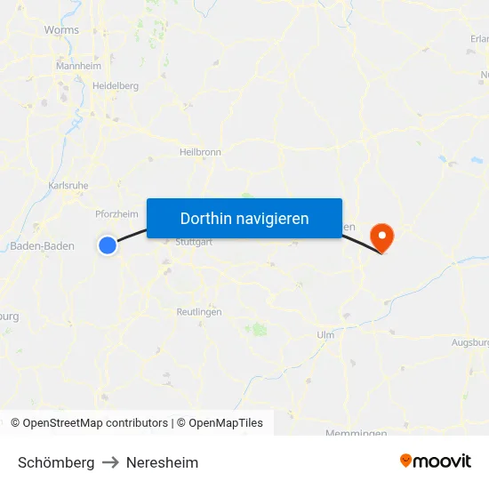 Schömberg to Neresheim map