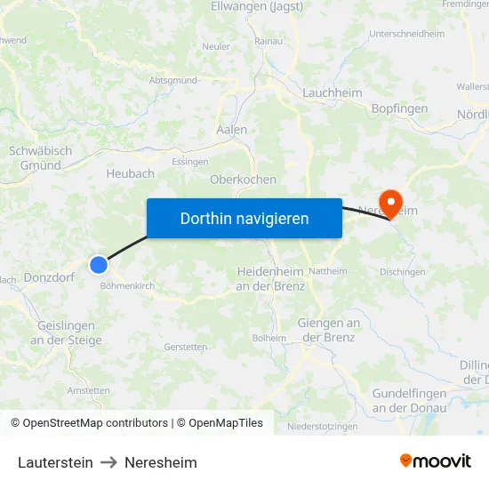 Lauterstein to Neresheim map