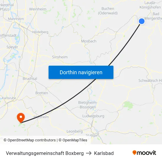 Verwaltungsgemeinschaft Boxberg to Karlsbad map