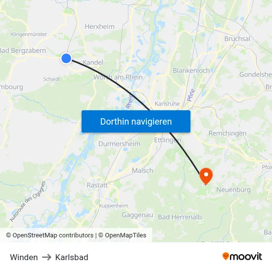 Winden to Karlsbad map