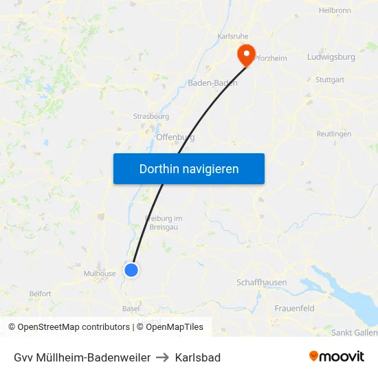 Gvv Müllheim-Badenweiler to Karlsbad map