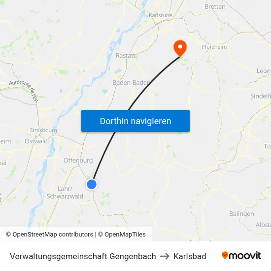 Verwaltungsgemeinschaft Gengenbach to Karlsbad map