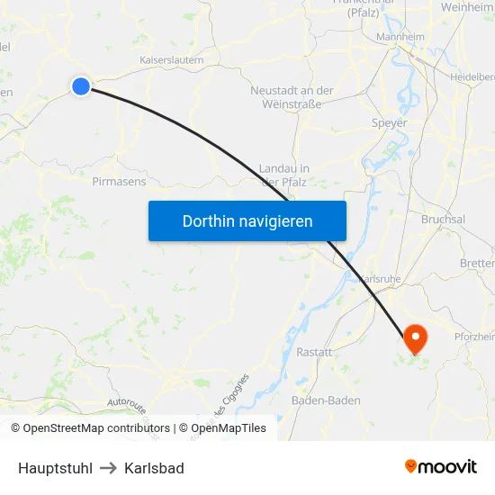 Hauptstuhl to Karlsbad map