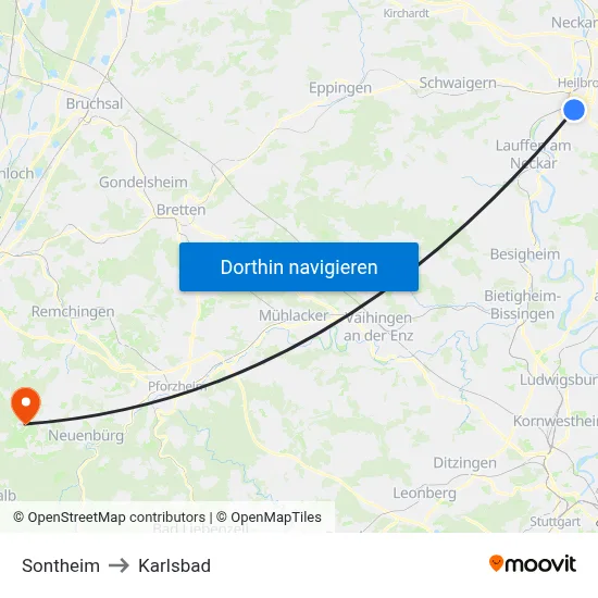 Sontheim to Karlsbad map