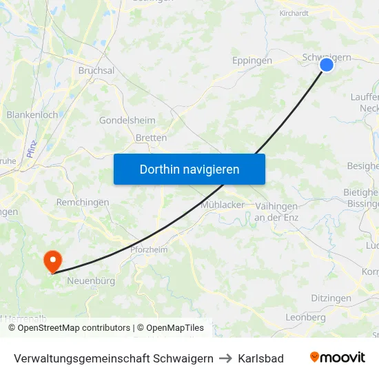 Verwaltungsgemeinschaft Schwaigern to Karlsbad map