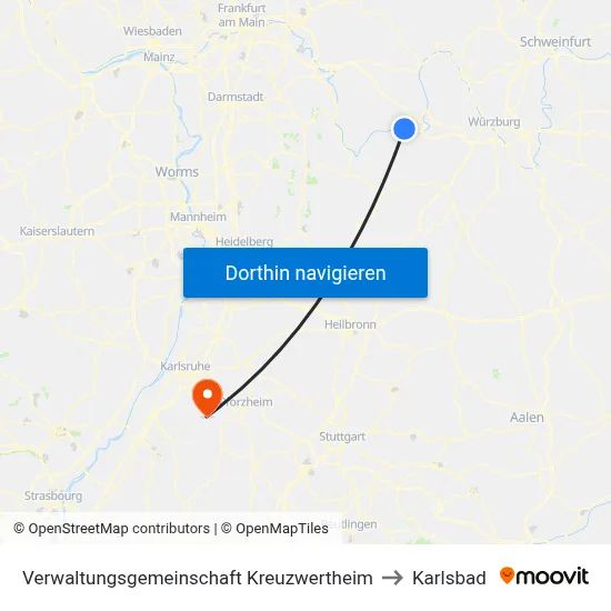 Verwaltungsgemeinschaft Kreuzwertheim to Karlsbad map