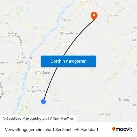 Verwaltungsgemeinschaft Seelbach to Karlsbad map