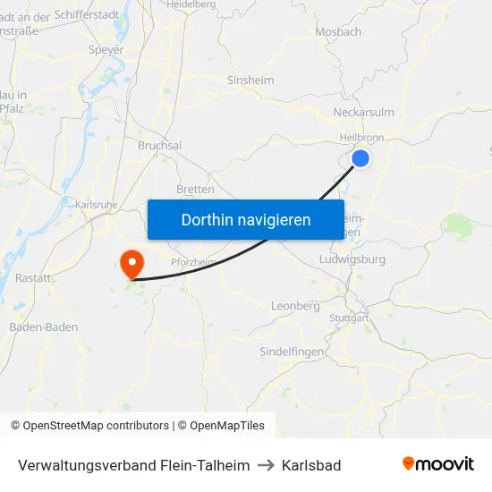 Verwaltungsverband Flein-Talheim to Karlsbad map