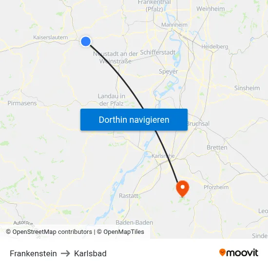 Frankenstein to Karlsbad map