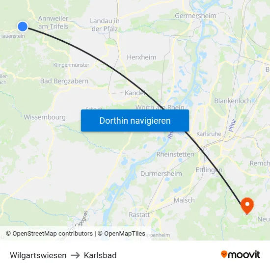 Wilgartswiesen to Karlsbad map