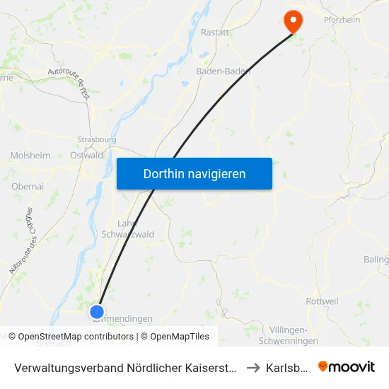 Verwaltungsverband Nördlicher Kaiserstuhl to Karlsbad map